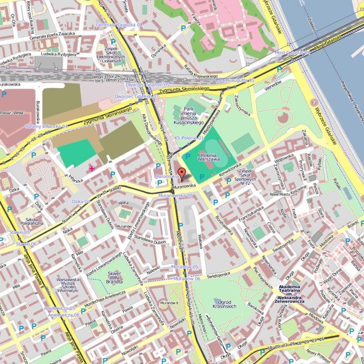 Karta över gamla stan i Warszawa polen
