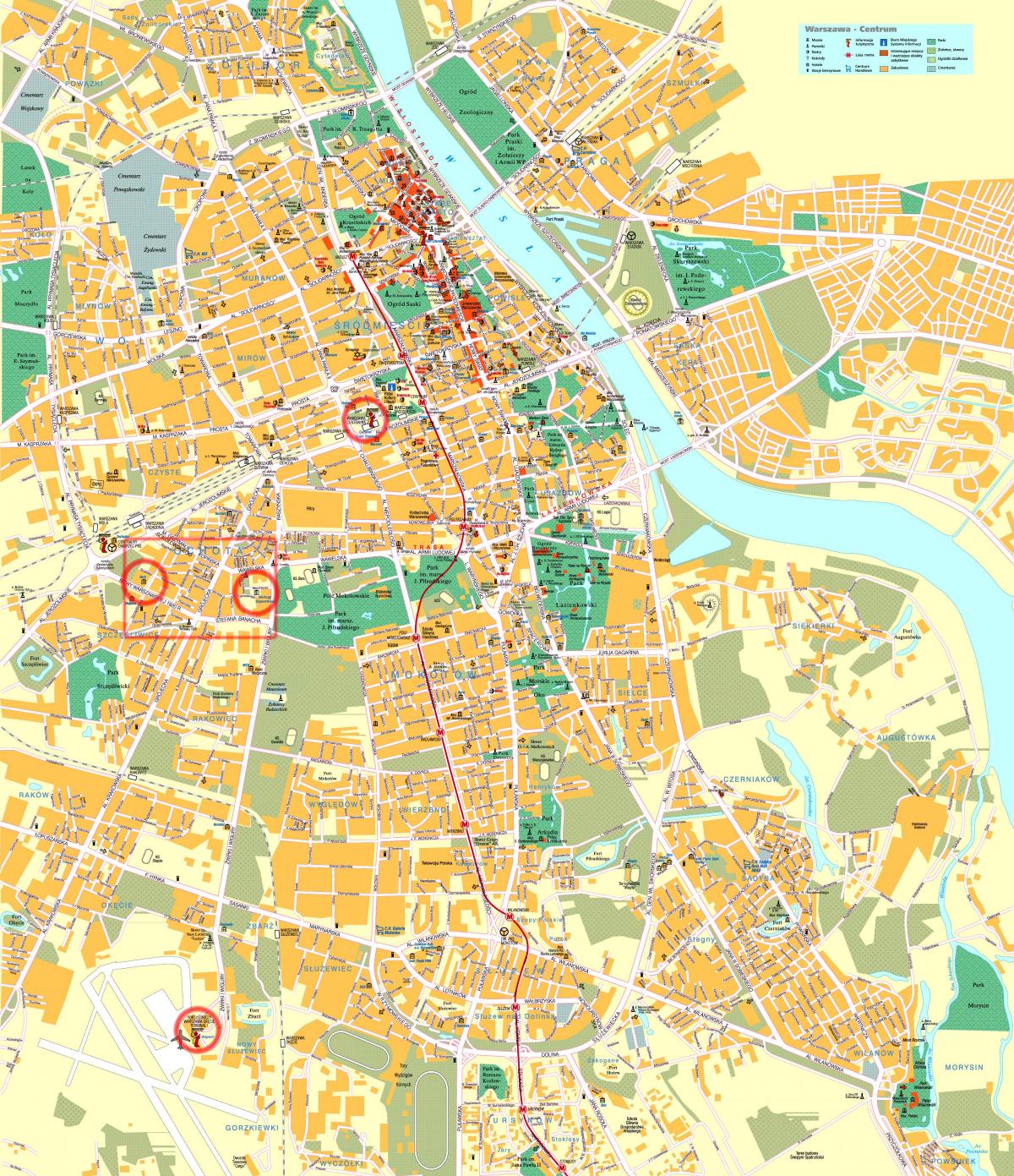 street karta över Warszawa centrum