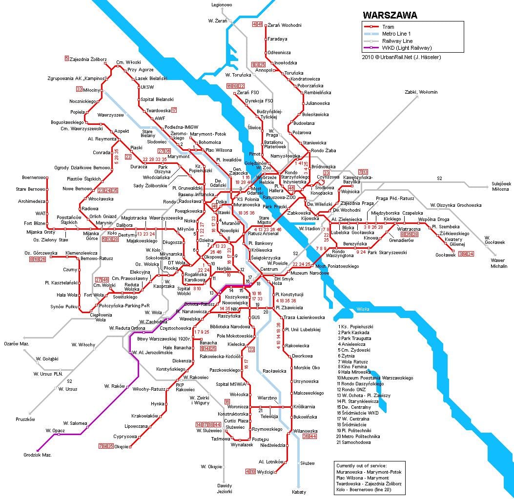 Warszawa tåg karta