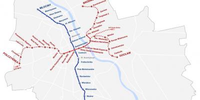Karta över Warszawa metro 2016