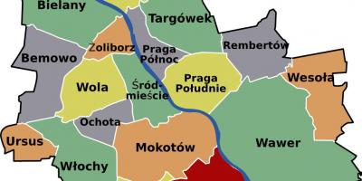 Karta över Warszawa stadsdelar 