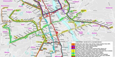 Karta över Warszawa transit 
